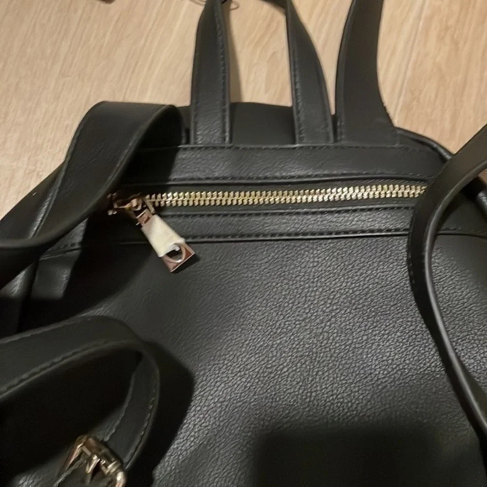 LOVE  MOSCHINO Black logo and fringe backpack